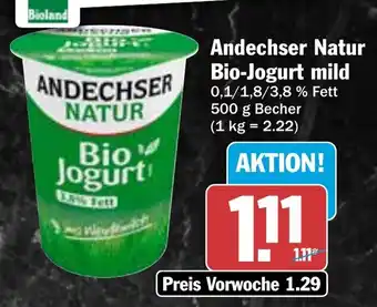 Hit Andechser Natur Bio-Jogurt mild Angebot