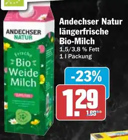 Hit Andechser Natur längerfrische Bio-Milch Angebot