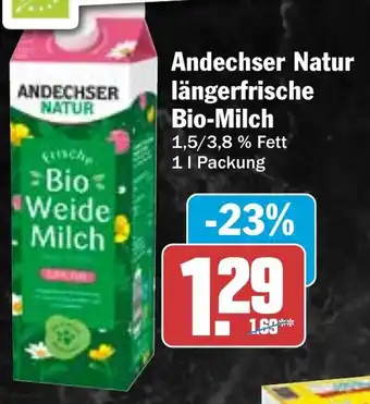 Hit Andechser Natur längerfrische Bio-Milch Angebot