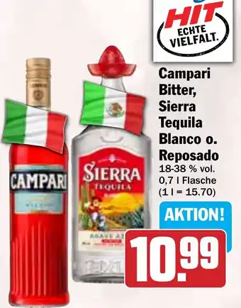 Hit Campari Bitter, Sierra Tequila Blanco o. Reposado Angebot