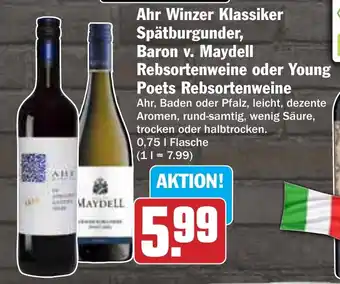 Hit Ahr Winzer Klassiker Spätburgunder, Baron v. Maydell Rebsortenweine oder Young Poets Rebsortenweine Angebot