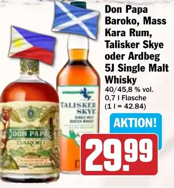 Hit Don Papa Baroko, Mass Kara Rum, Talisker Skye oder Ardbeg 5J Single Malt Whisky Angebot