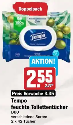 Hit Tempo feuchte Toilettentücher DUO Angebot