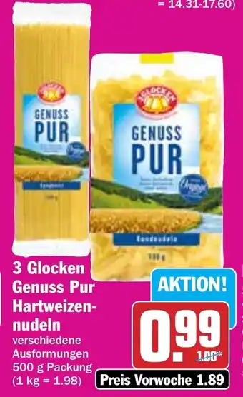 Hit 3 Glocken Genuss Pur Hartweizen- nudeln Angebot