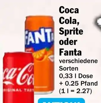 Hit Coca Cola, FANT Sprite oder Fanta Angebot