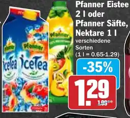 Hit Pfanner Eistee oder Pfanner Säfte Nektare Angebot