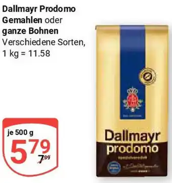 Globus Dallmayr Prodomo Gemahlen oder ganze Bohnen Angebot