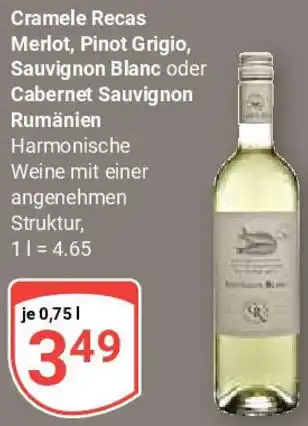 Globus Cramele Recas Merlot, Pinot Grigio, Sauvignon Blanc oder Cabernet Sauvignon Rumänien Angebot