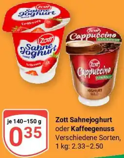 Globus Zott Sahnejoghurt oder Kaffeegenuss Angebot