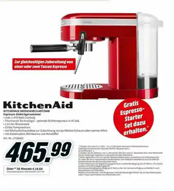 MediaMarkt Kitchenaid Espresso-siebträgerautomat Angebot