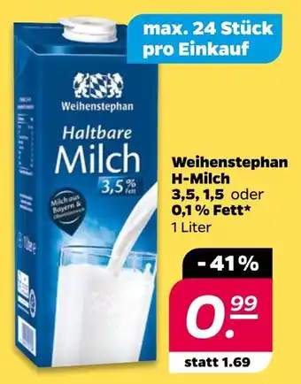 NETTO Weihenstephan H-Milch 3,5,1,5 oder 0,1% Fett Angebot