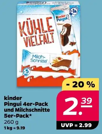 NETTO kinder Pingui 4er-Pack und Milchschnitte 5er-Pack Angebot