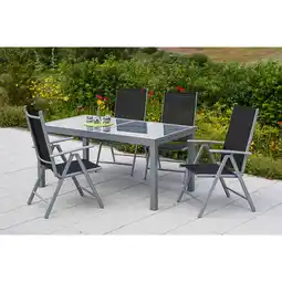 Netto Marken-Discount Merxx Tischgruppe Amalfi, 5-tlg schwarz, Tisch 120/180 x 90 cm Angebot