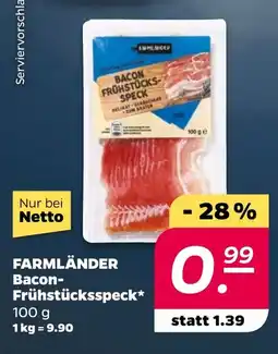 NETTO FARMLÄNDER Bacon- Frühstücksspeck Angebot