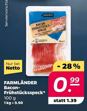 NETTO FARMLÄNDER Bacon- Frühstücksspeck Angebot