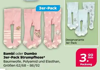 NETTO Bambi oder Dumbo 3er-Pack Strumpfhose Angebot