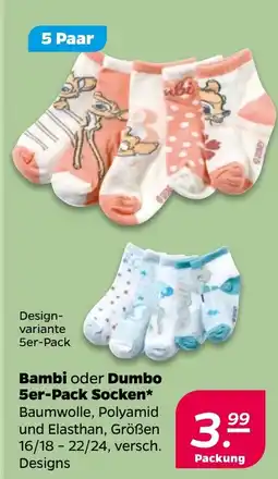 NETTO Bambi oder Dumbo 5er-Pack Socken Angebot