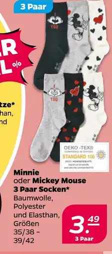 NETTO Minnie oder Mickey Mouse 3 Paar Socken Angebot