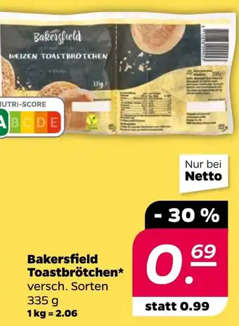 NETTO Bakersfield Toastbrötchen Angebot