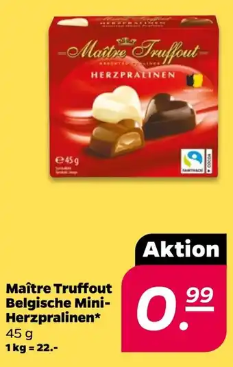 NETTO Maître Truffout Belgische Mini- Herzpralinen Angebot