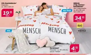 NETTO Hjemja xxl kuscheldecke, 4-tlg. partnerbettwäsche oder herzkissen Angebot