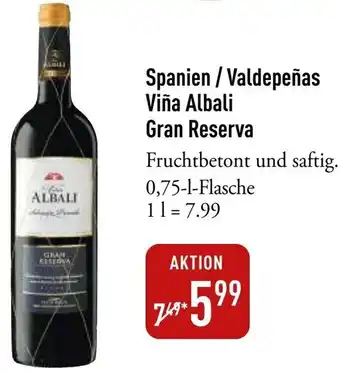 Galeria Markthalle Spanien / Valdepeñas Viña Albali Gran Reserva Angebot