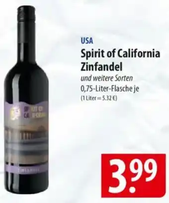 Famila Nord Ost USA Spirit of California Zinfandel Angebot