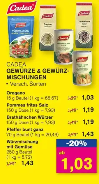 KODi CADEA GEWÜRZE & GEWÜRZ- MISCHUNGEN Angebot