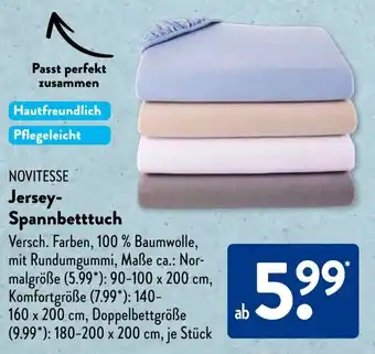 Aldi Süd NOVITESSE Jersey- Spannbetttuch Angebot