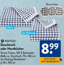 Aldi Süd NOVITESSE Duschtuch oder Handtücher Angebot