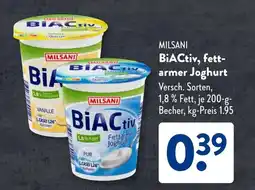 Aldi Süd MILSANI BiACtiv, fett- armer Joghurt Angebot