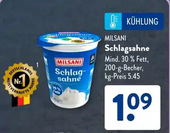 Aldi Süd MILSANI Schlagsahne Angebot