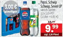 Getränke Quelle Pepsi, Schwip Schwap, Seven UP Angebot