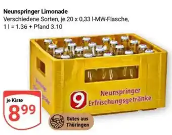 Globus Neunspringer Limonade Angebot