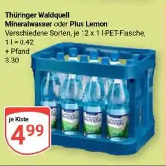 Globus Thüringer Waldquell Mineralwasser oder Plus Lemon Angebot