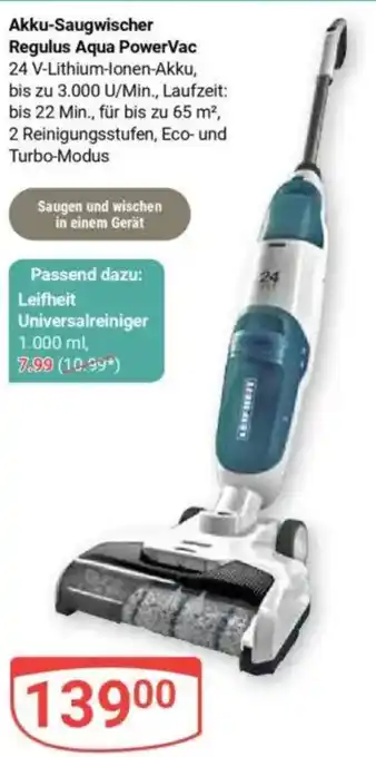 Globus Akku-Saugwischer Regulus Aqua PowerVac Angebot