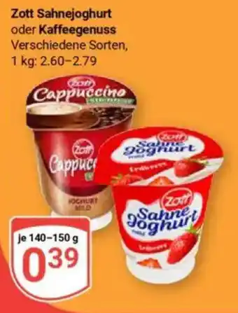 Globus Zott Sahnejoghurt oder Kaffeegenuss Angebot