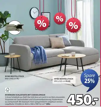 Jysk Mommark schlafsofa mit chaiselongue Angebot