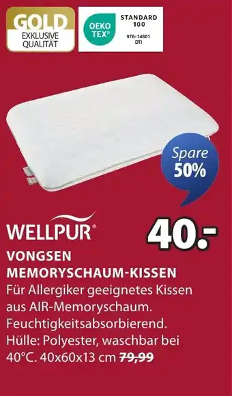 Jysk Vongsen memoryschaum-kissen WELLPUR Angebot