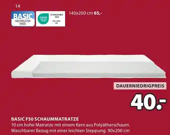 Jysk Basic f50 schaummatratze OEKO TEX Angebot