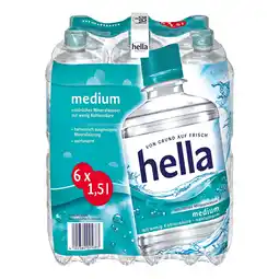 Netto Marken-Discount Hella Mineralwasser Medium 1,5 Liter, 6er Pack - Inhalt: 2 Flaschen Angebot