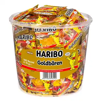 Netto Marken-Discount Haribo Goldbären Fruchtgummi Minis 100 Stück im Eimer 1 kg - Inhalt: 2 Flaschen Angebot