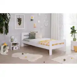 Netto Marken-Discount TiCAA Einzelbett Doppelbett Bert Kiefer Weiß aus Massivholz Angebot