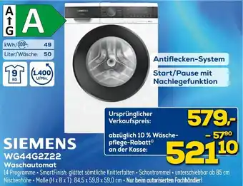 Euronics SIEMENS WG44G2Z22 Waschautomat Angebot