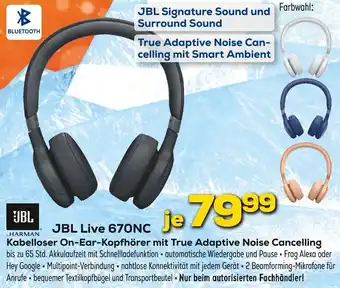 Euronics JBL Live 670NC Kabelloser On-Ear-Kopfhörer mit True Adaptive Noise Cancelling Angebot