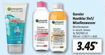 Lidl Garnier hautklar 3in1/ mizellenwasser Angebot