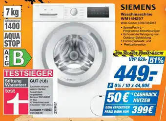 Expert SIEMENS Waschmaschine WM14N297 Angebot