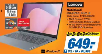 Expert Lenovo Notebook IdeaPad Slim 3 Angebot