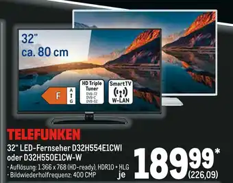 METRO Telefunken 32“ led-fernseher d32h554e1cwi oder d32h550e1cw-w Angebot