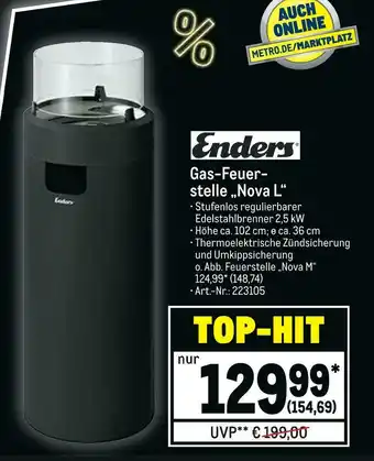 METRO Enders gas-feuerstelle „nova l“ oder "nova m" Angebot